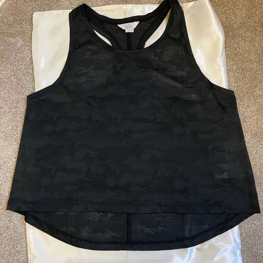 Danskin racer back camo sheer tank top